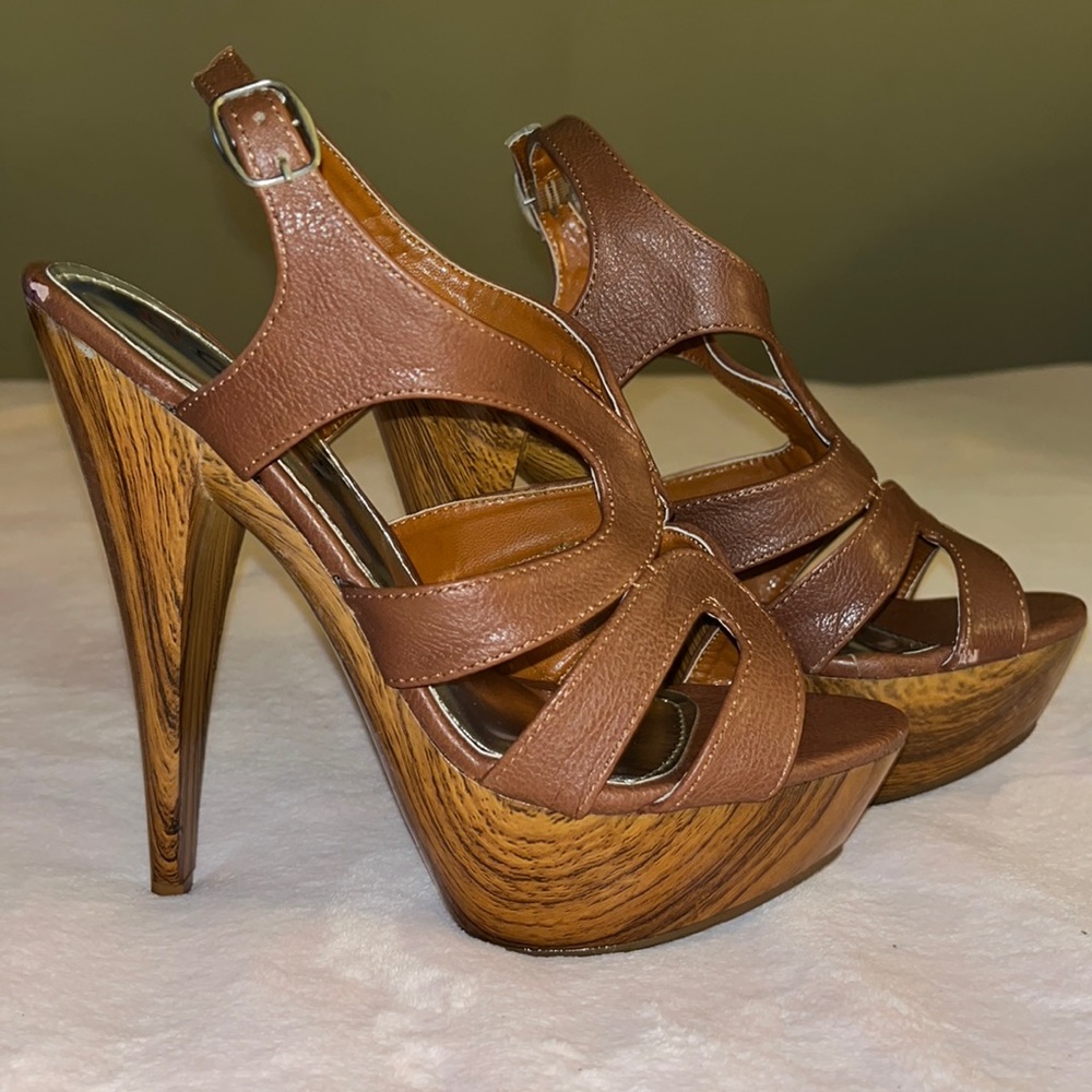 Brown high heels